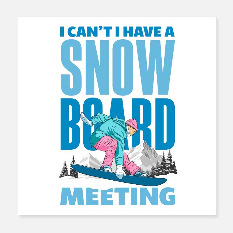 Snowboarden Snowboardtreffen Sessellift Poster 20x20 cm