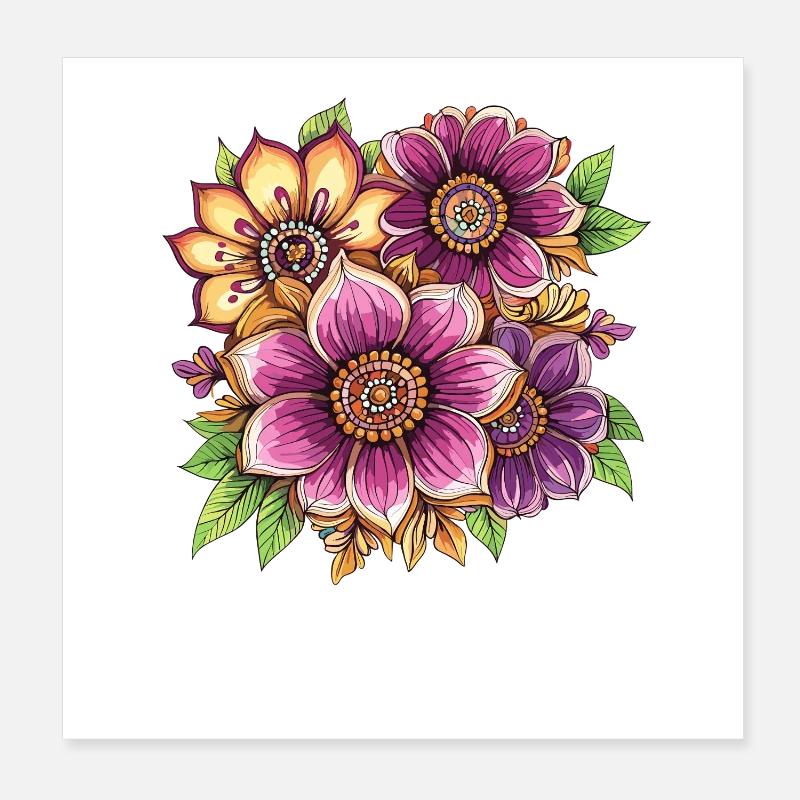 Fleurs florales éclatantes Poster 20 x 20 cm