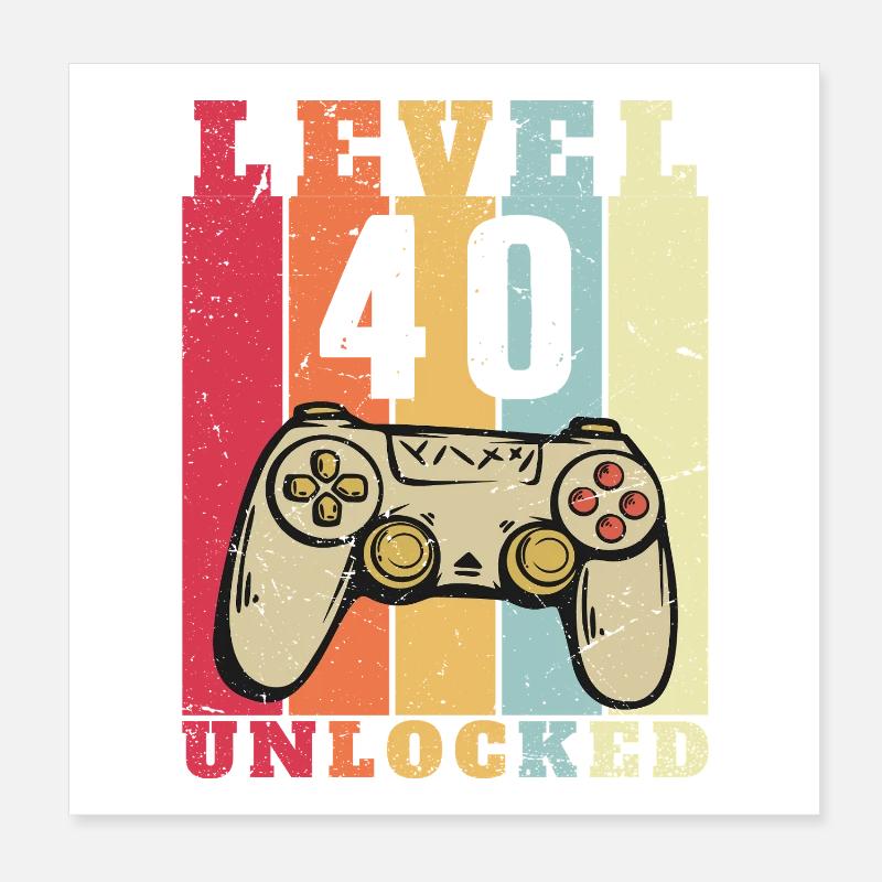 Niveau 40 complete anniversaire 40 ans Poster 20 x 20 cm
