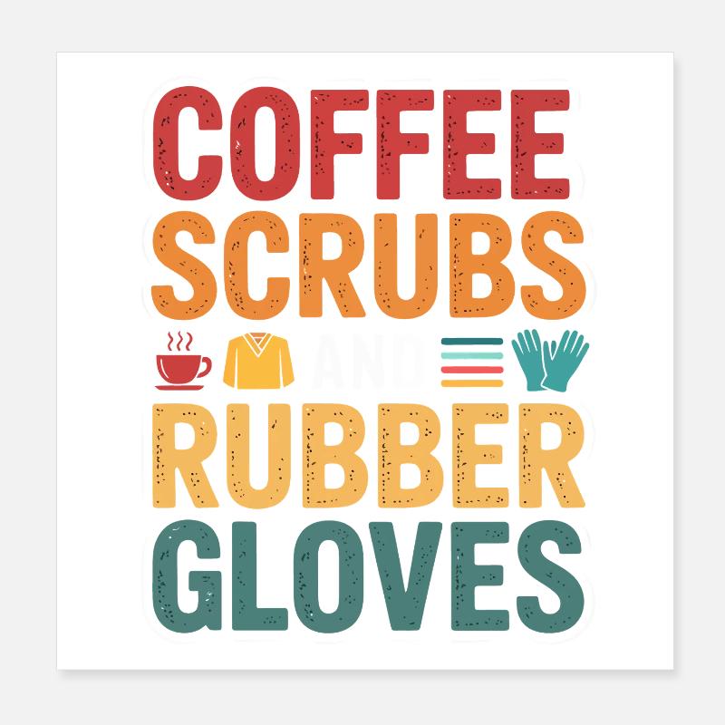Blouse à café et gants en caoutchouc Poster 20 x 20 cm