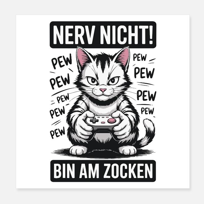 Courage Not I Gaming Cat Design Poster 20 x 20 cm