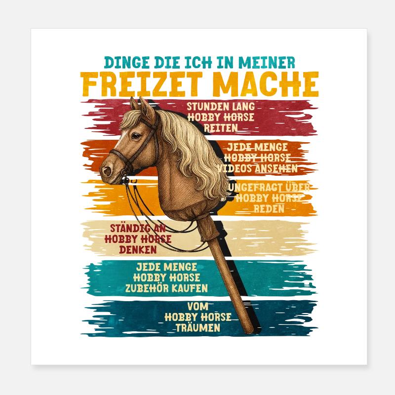 Freizeit Hobbypferd Spruchband Poster 20x20 cm