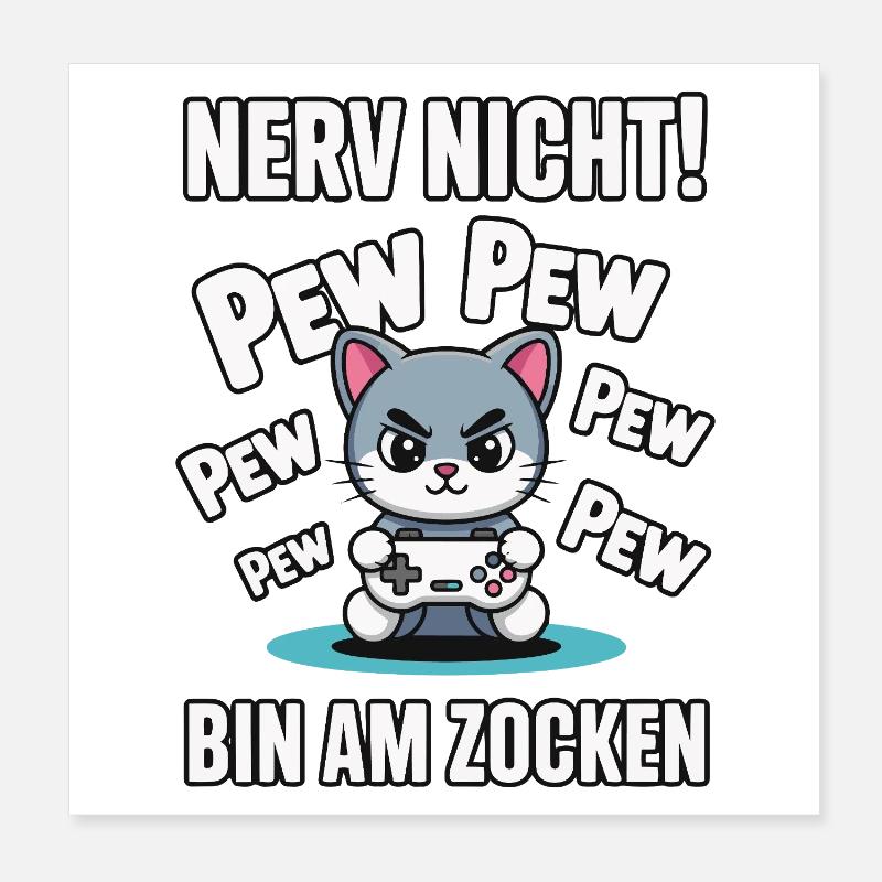 Courage Not I Gaming Cat Design Poster 20 x 20 cm