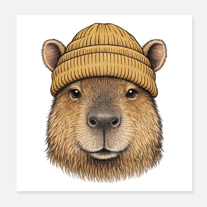 Capybara avec coiffe Poster 20 x 20 cm