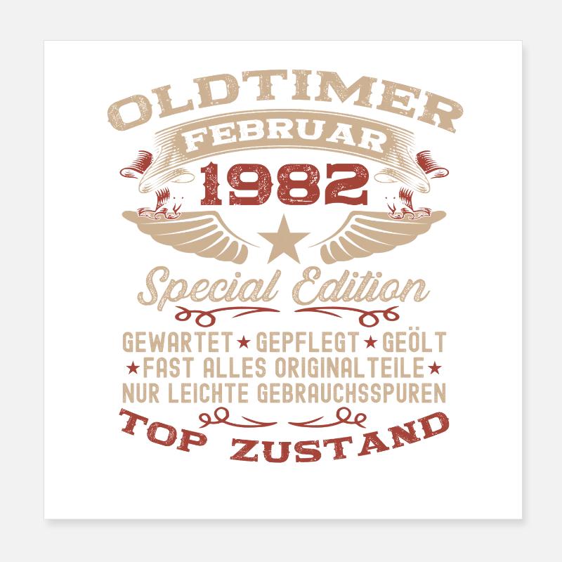 44e anniversaire Oldtimer Millésime de février 1982 Poster 20 x 20 cm