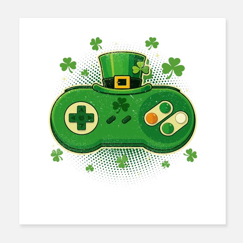 Irish Video Game Controller St Pats Poster 8" x 8" (20x20 cm)