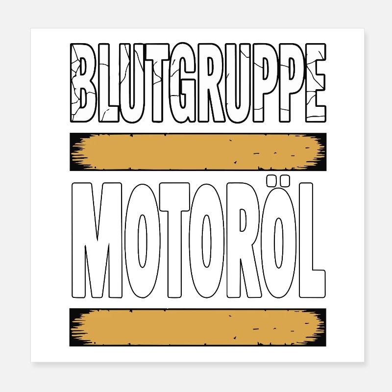 Blutgruppe Motoröl Schrauber Design Poster 20x20 cm