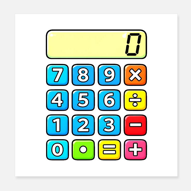 Neon Calculator Pop Art Poster 8" x 8" (20x20 cm)