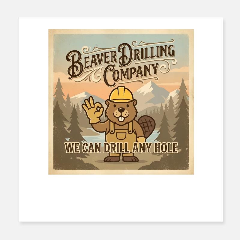 Beaver Drilling Co peut percer n’importe quel trou. Terre Poster 20 x 20 cm