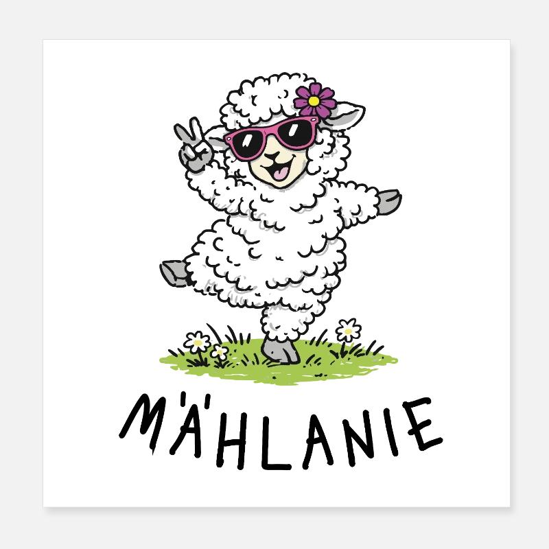 Mählanie – Cute dancing sheep with a play on words Poster 8" x 8" (20x20 cm)