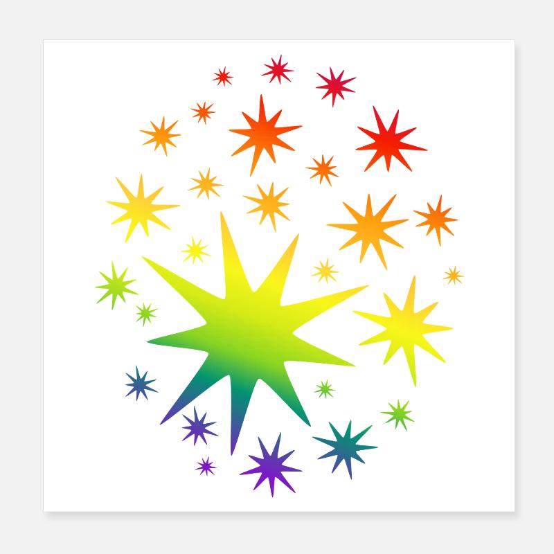 Colorful Stars Rainbow Gradient Poster 8" x 8" (20x20 cm)