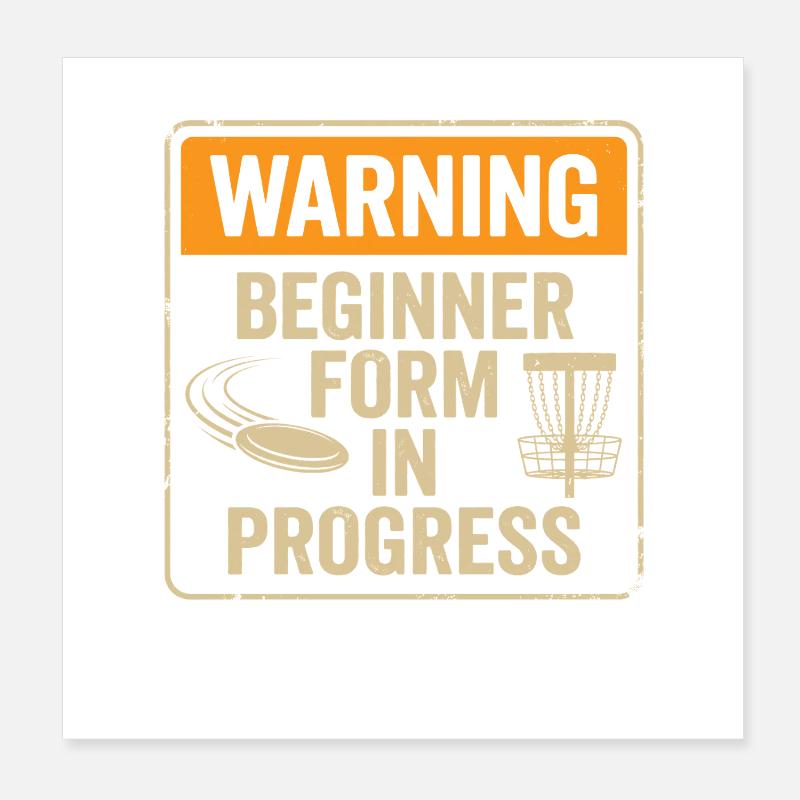Avviso Modulo per principianti – Segnale di avvertimento nel disc golf Poster 20x20 cm