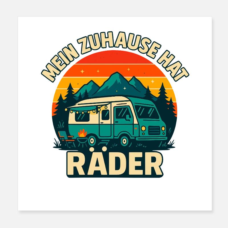Ma maison a des roues | Camping Vanlife Poster 20 x 20 cm