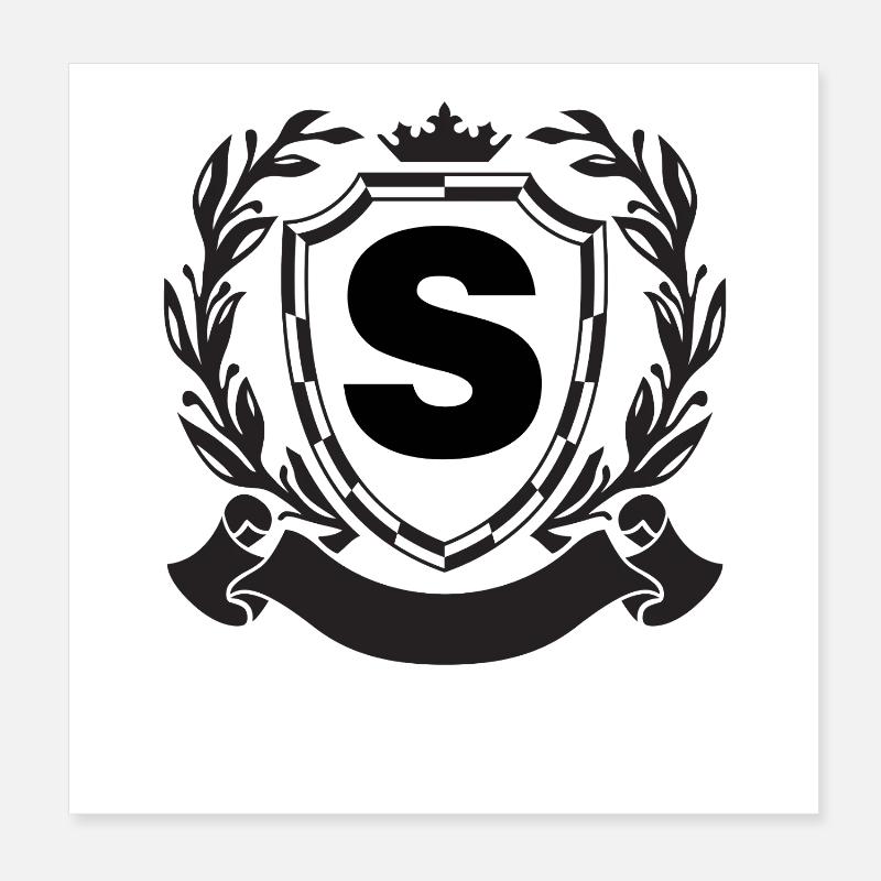Adel Monogramm Wappen mit Schild Krone Buchstabe S Poster 20x20 cm