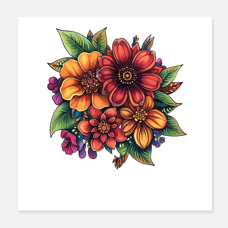 Composition florale colorée Poster 20 x 20 cm