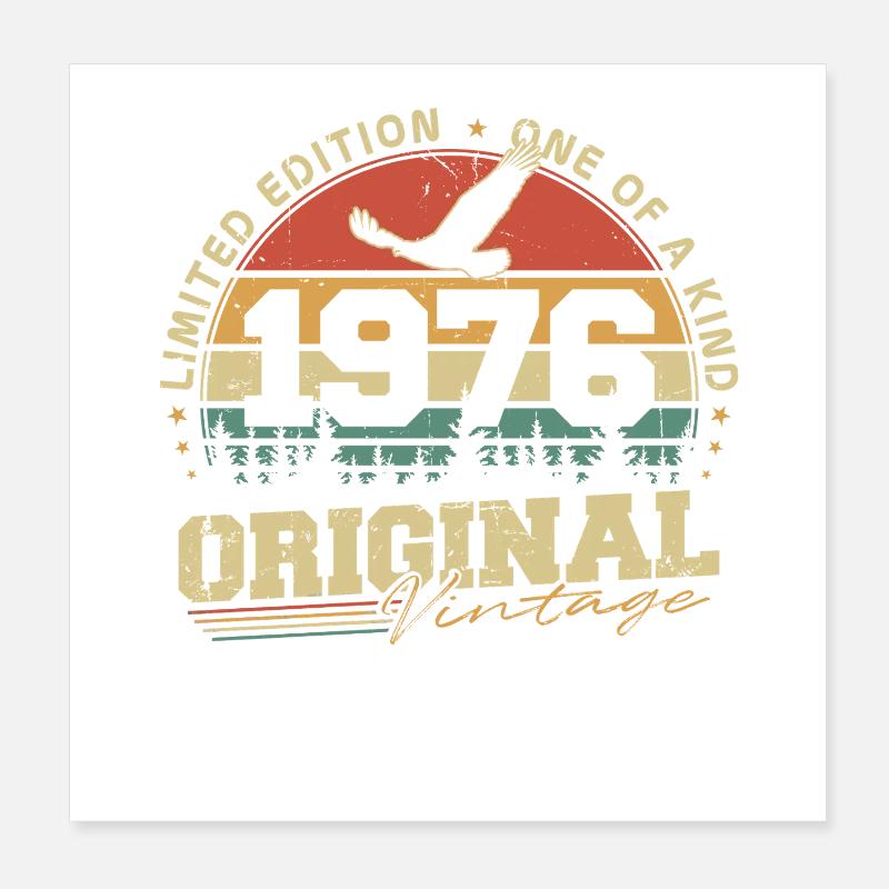 Original 1976 Vintage Vintage Anniversaire Rétro Poster 20 x 20 cm