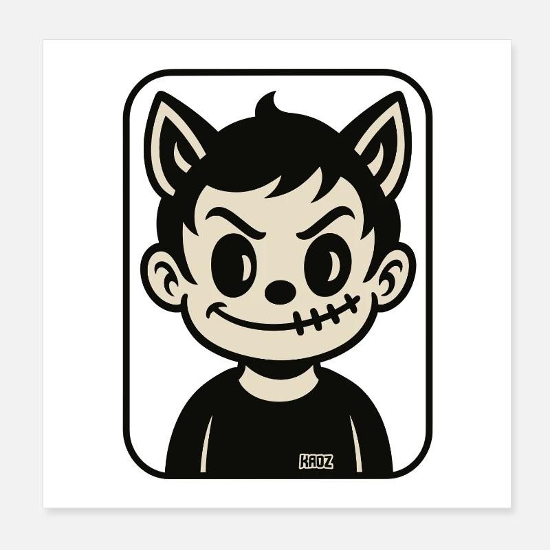 Stichwolf Maskottchen Poster 20x20 cm