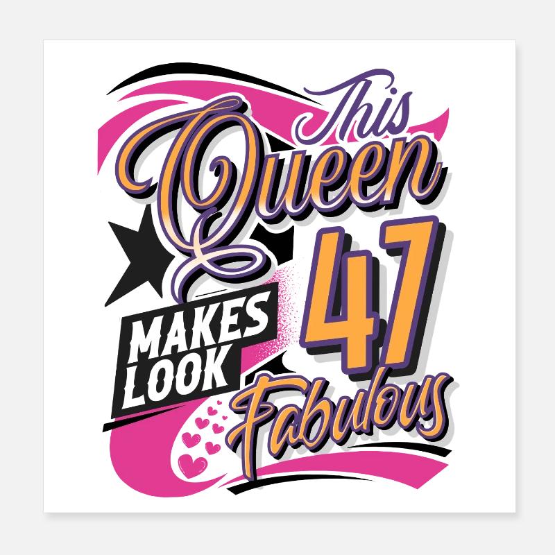 47. Geburtstag Queen Poster 20x20 cm