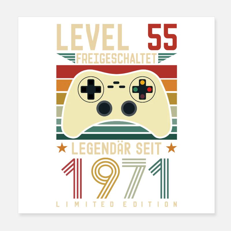 Level 55 Freigeschaltet 55.Geburtstag 55 jahre Poster 20x20 cm
