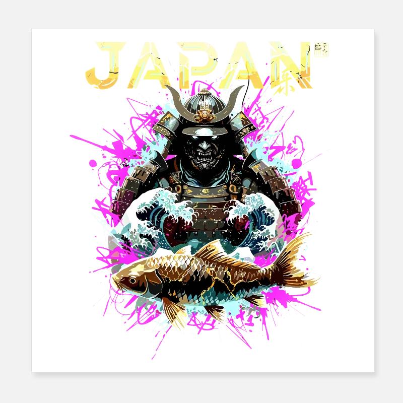 Cyber Samurai – Japan Warrior Poster 8" x 8" (20x20 cm)