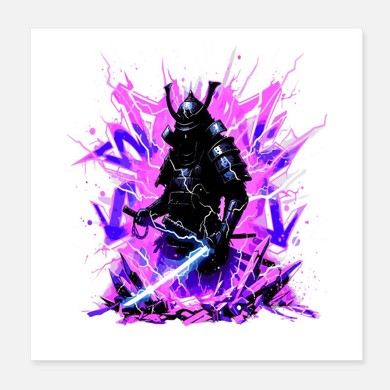 Cyber Samurai – Synthwave Katana Geist Poster 20 x 20 cm