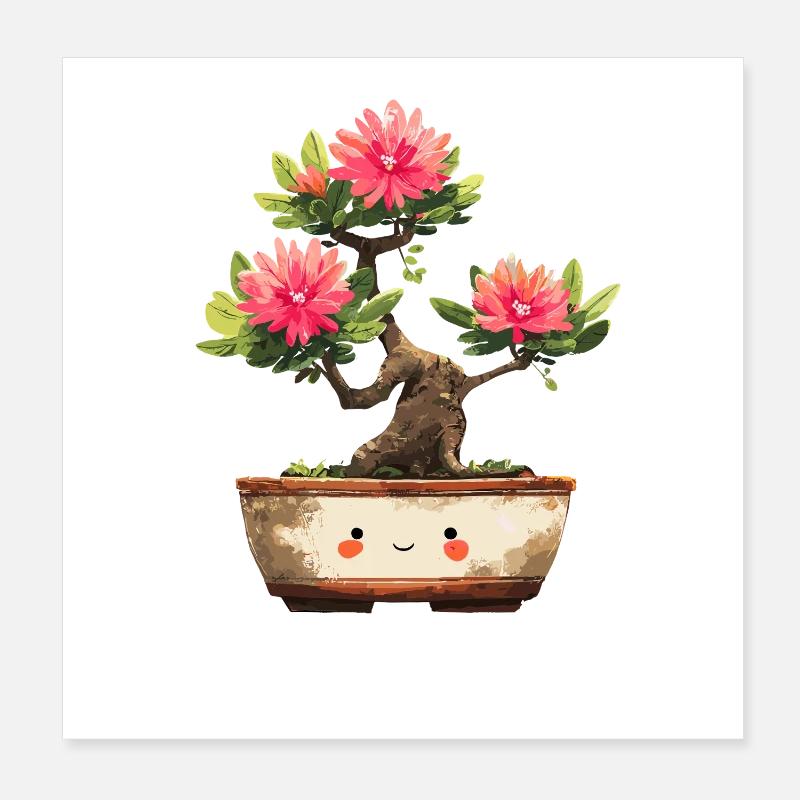Ami des fleurs de bonsaï de Kawaii Poster 20 x 20 cm