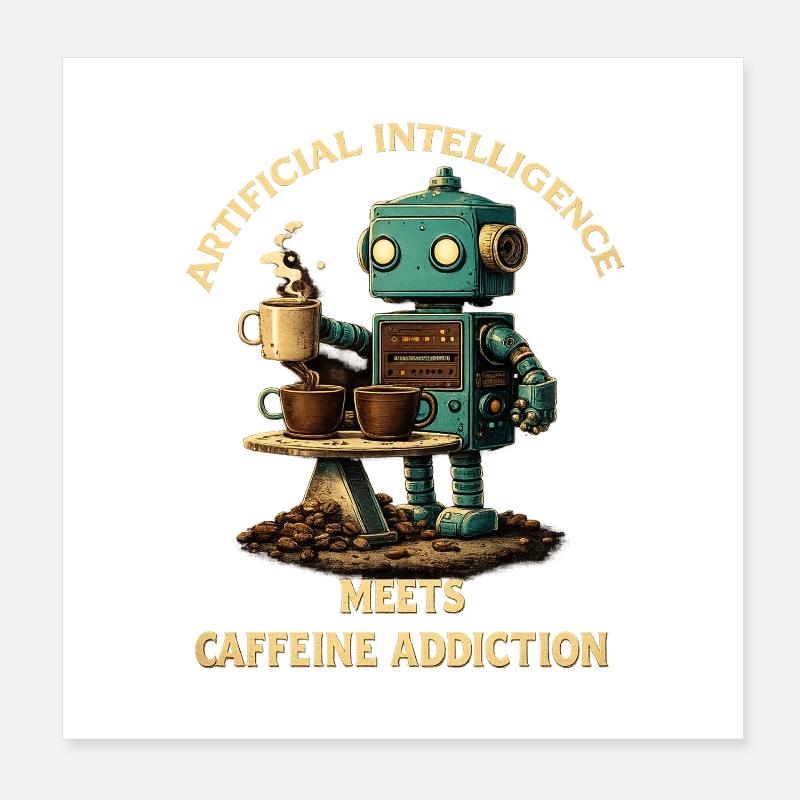 Coffee Robot – Artificial Intelligence Meets Koff Poster 8" x 8" (20x20 cm)