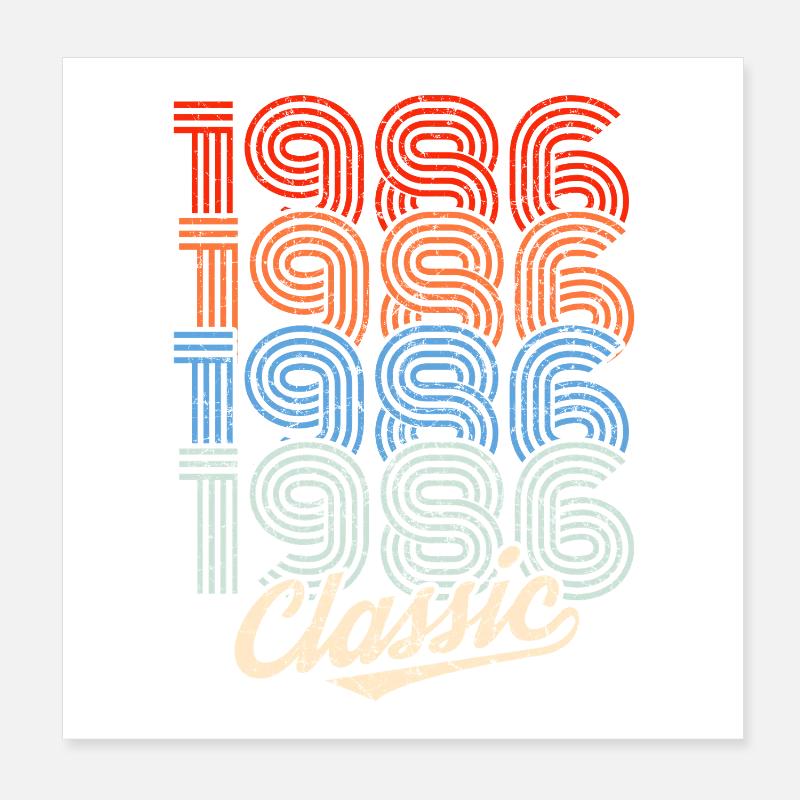 Néon rétro classique de 1986 Poster 20 x 20 cm