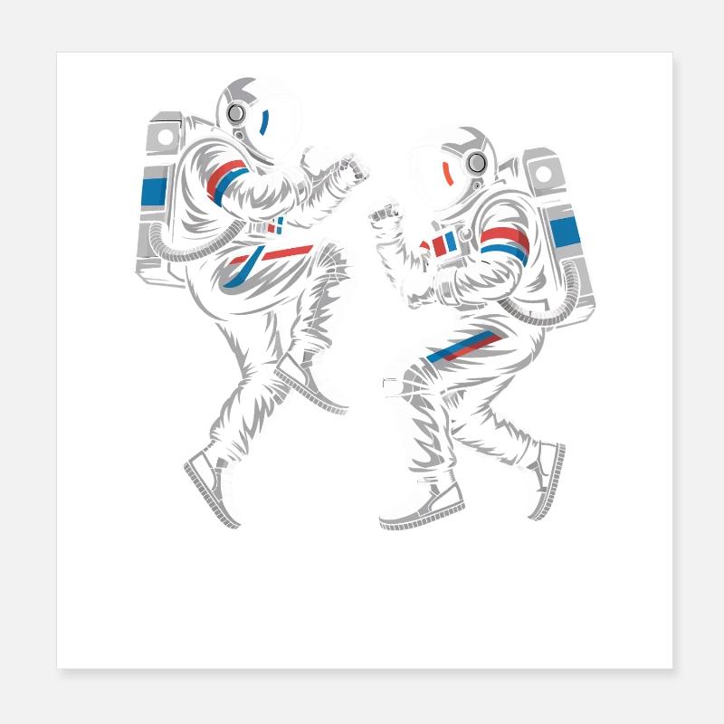 Astronaut duels in retro style Poster 8" x 8" (20x20 cm)