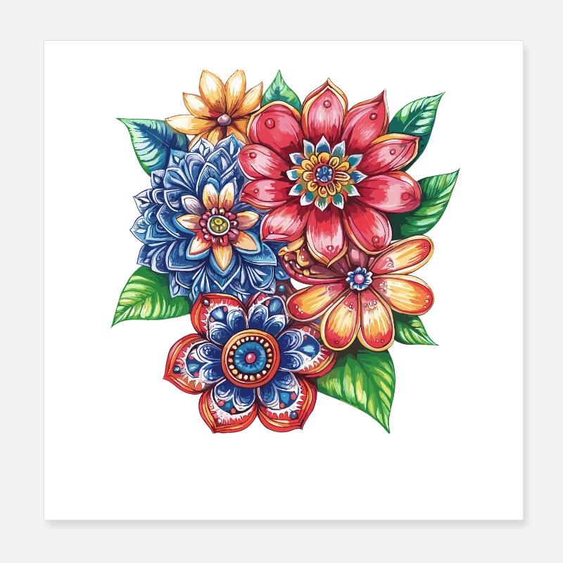 Colour explosion flower bouquet Poster 8" x 8" (20x20 cm)