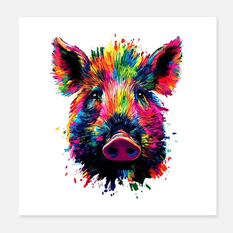 Wild boar Wild boar Wild boar Pig Hunter Poster 8" x 8" (20x20 cm)