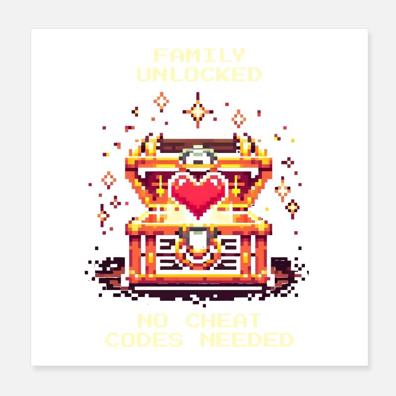 Familie freigeschaltet, ohne Cheats | Patchwork Poster 20x20 cm