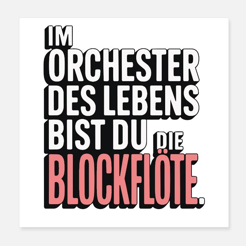 Orchester des Lebens Blockflöte Design Poster 20x20 cm