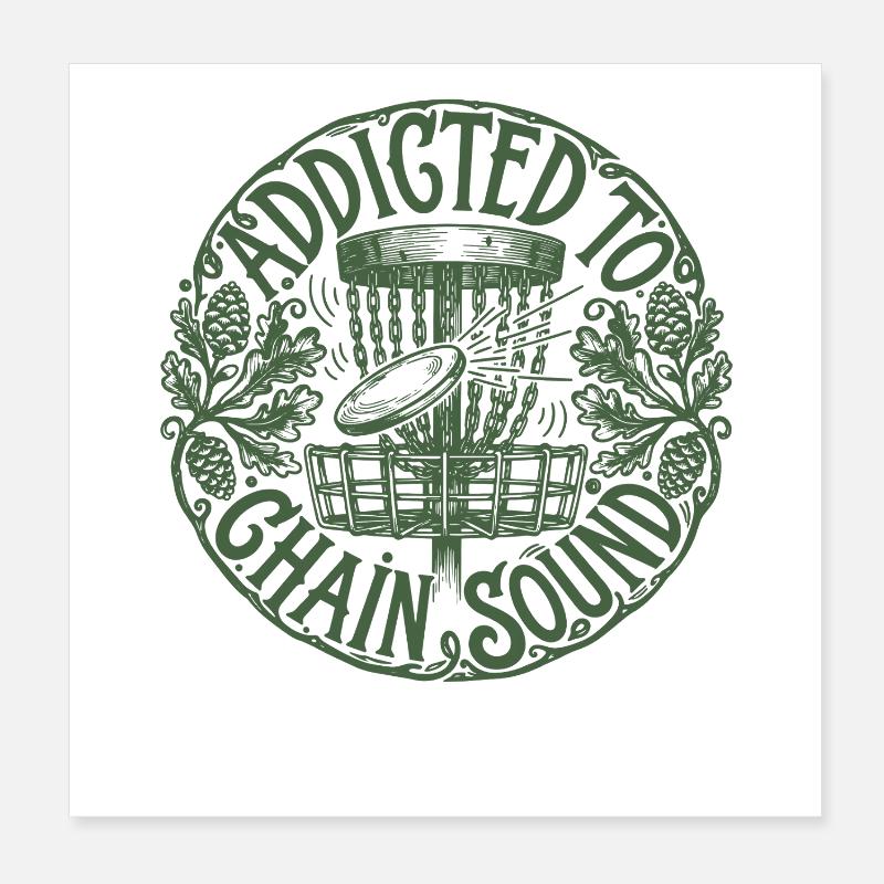 Süchtig nach Kettensound Discgolf Discgolfer Poster 20x20 cm