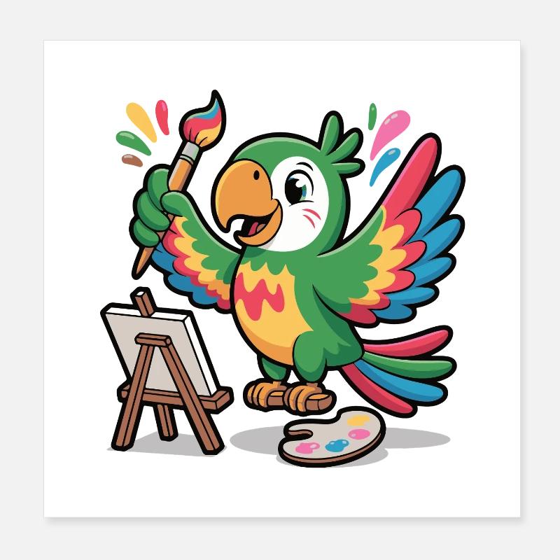 Parrots paint everything nice and colorful Poster 8" x 8" (20x20 cm)