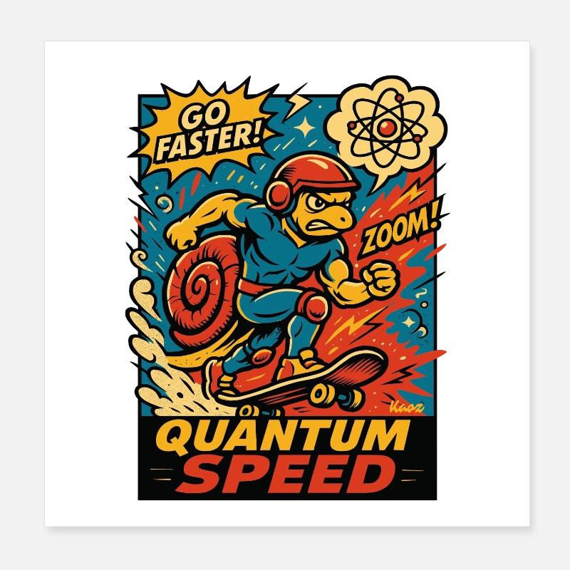 Quantum Speed Turtle Skateboard Poster 20 x 20 cm