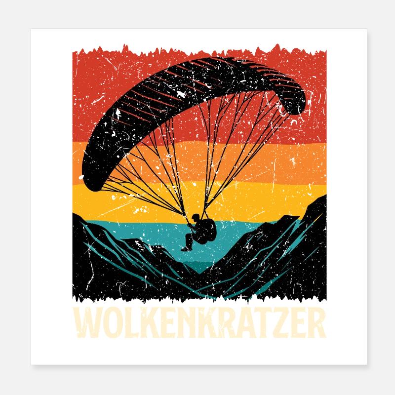 Paraglider SKYSCRAPER FUNNY Poster 8" x 8" (20x20 cm)