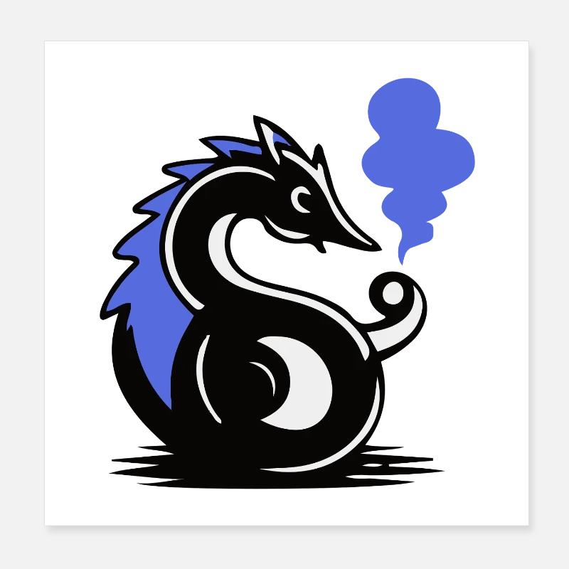 Blue Ember Seahorse Poster 8" x 8" (20x20 cm)