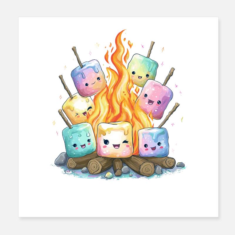Campfire Marshmallows Fun Poster 8" x 8" (20x20 cm)