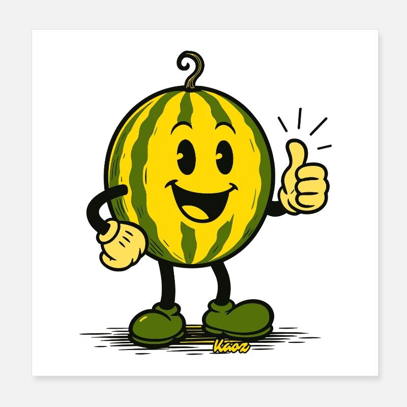 Dessin animé joyeux de pastèque Poster 20 x 20 cm
