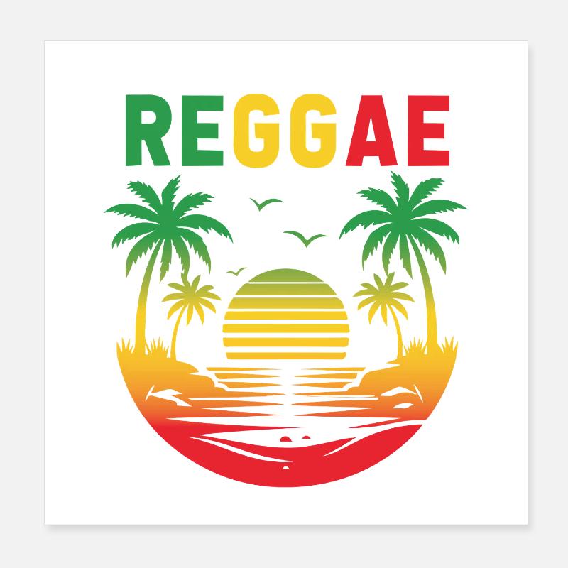 Reggae Sunset Palm Paradise Poster 20 x 20 cm
