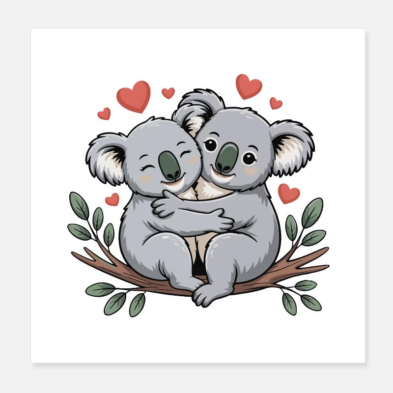 Koala Couple Love Valentine's Day Poster 8" x 8" (20x20 cm)