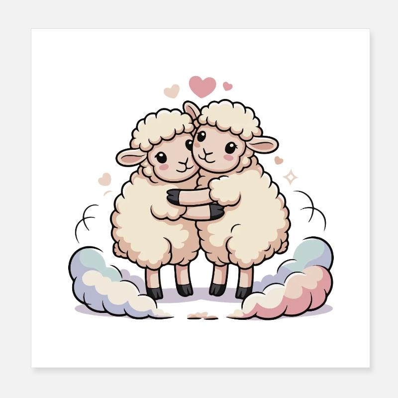 Schaf Paar Herz Poster 20x20 cm