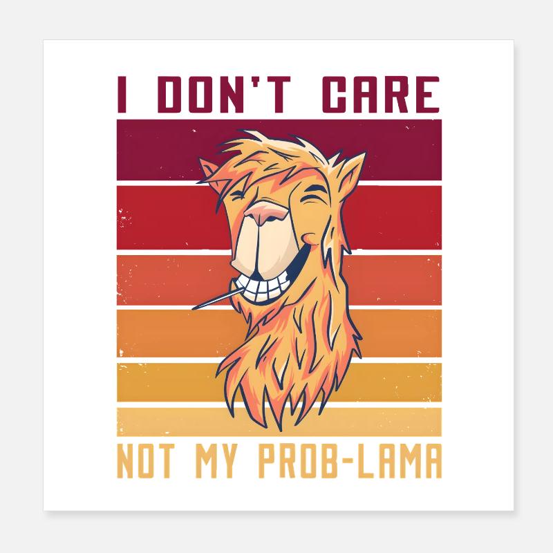Funny Llama: No Prob Llama Retro Design Poster 8" x 8" (20x20 cm)