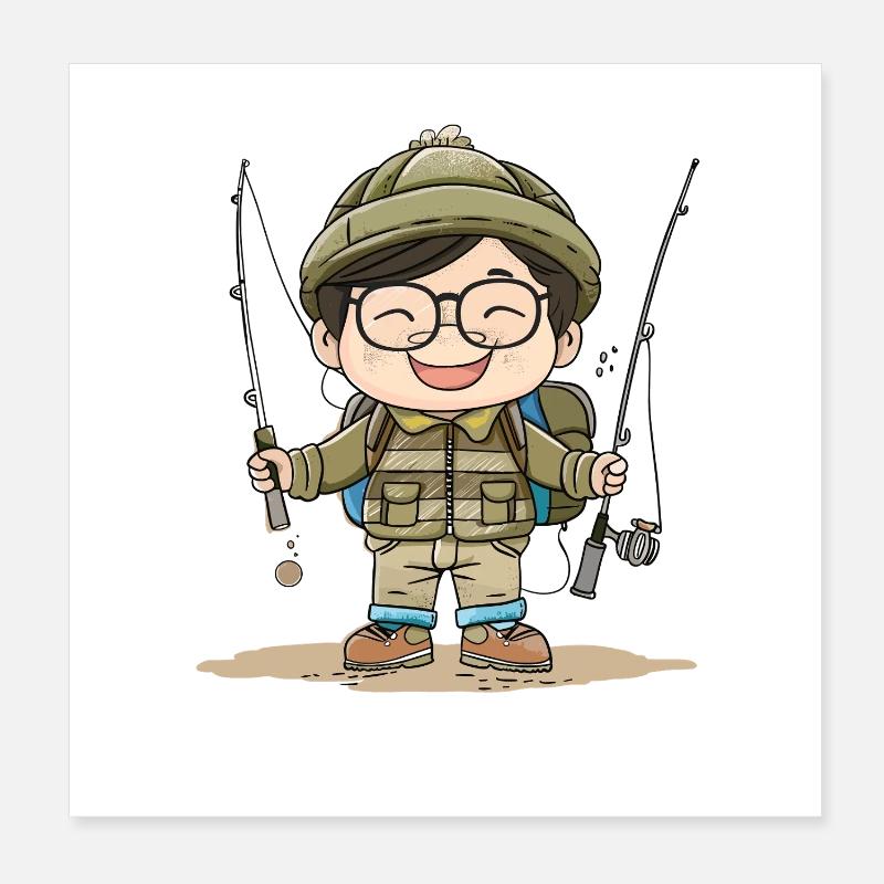 Fischer Junge Comic Poster 20x20 cm