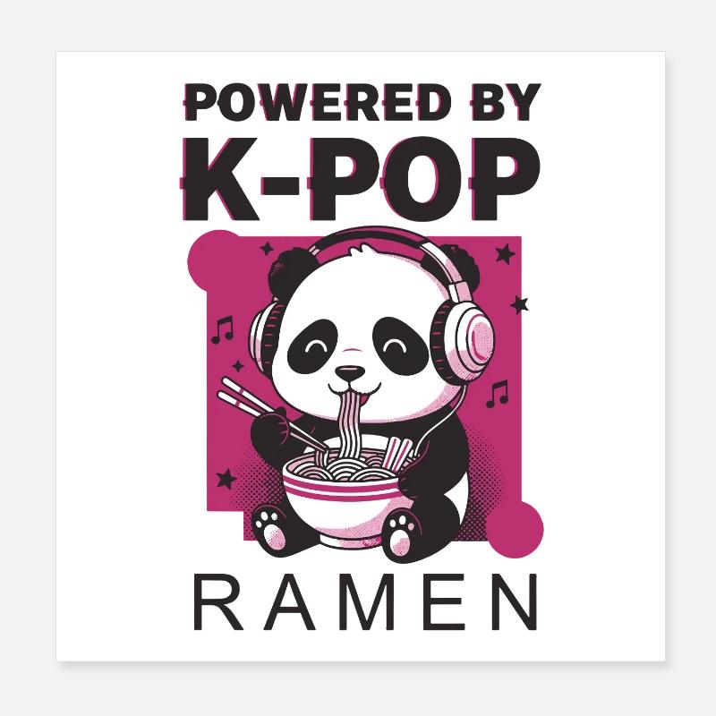 Propulsé par K-Pop Ramen Musique Kpop mignonne coréenne Poster 20 x 20 cm