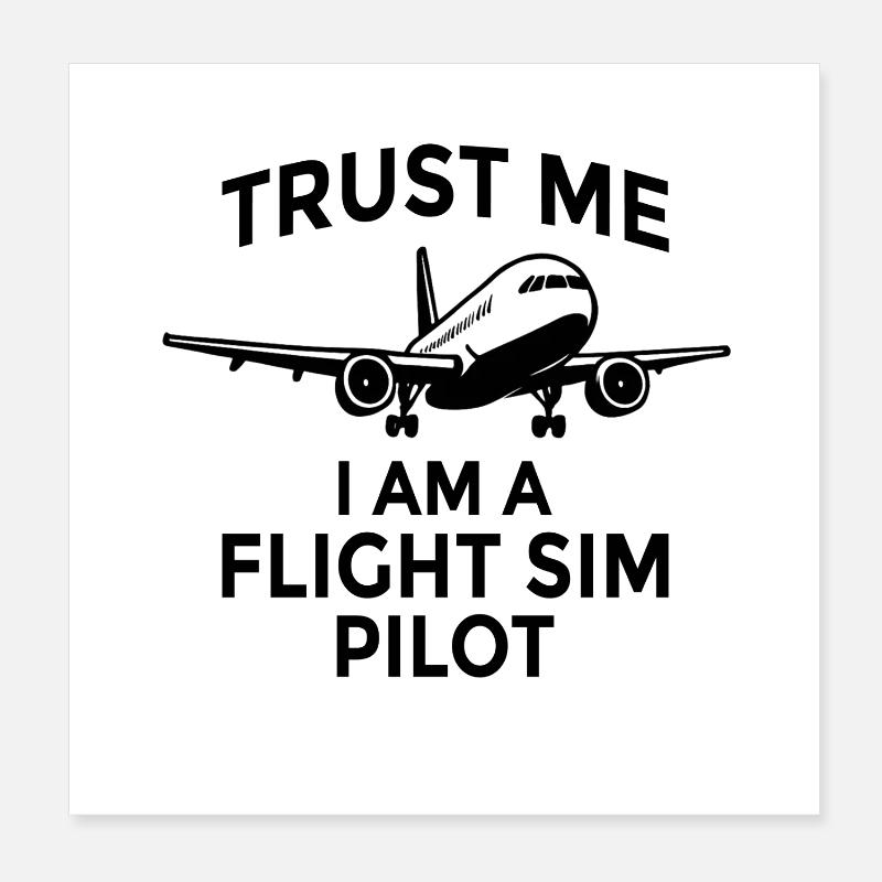 Trust Me I Am A Fight Sim Pilot – Flight Simulator Poster 8" x 8" (20x20 cm)
