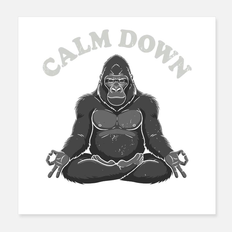 Ruhige Gorila Meditationspose Poster 20x20 cm