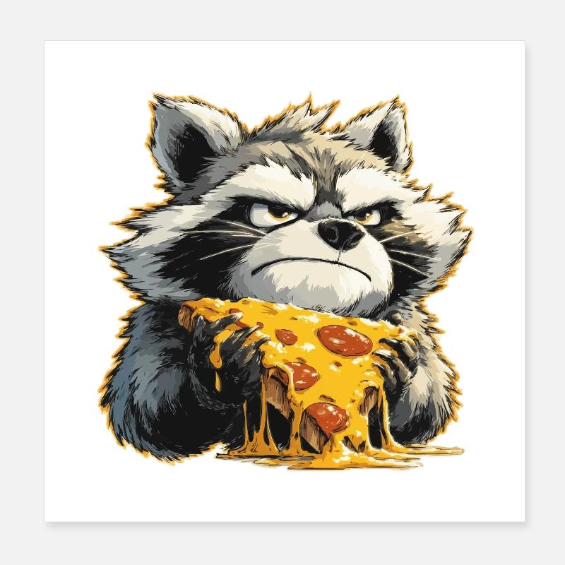 Pizza Waschbär Grimace Poster 20x20 cm