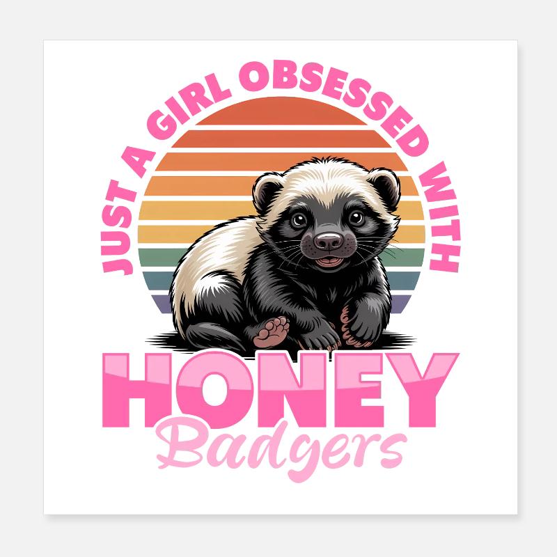 Funny Honey Badger Poster 8" x 8" (20x20 cm)
